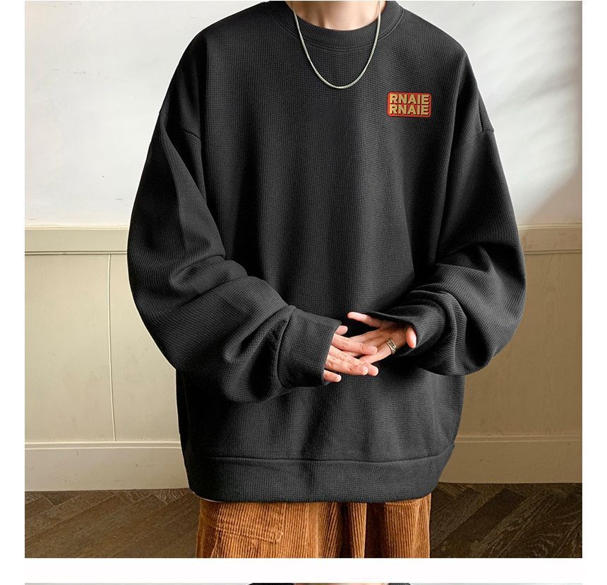 POSI - Sweatshirt met ronde hals en wafelmotief