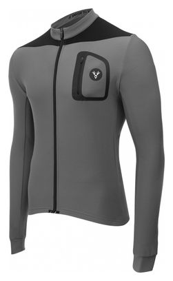 Maillot Manches Longues Gravel LeBram Parpaillon Gris Coupe Ajustée