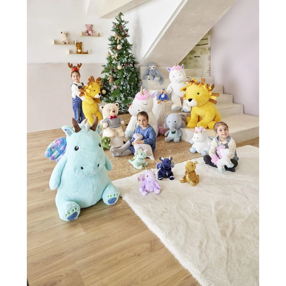 Peluche dragon polyester 76x65x45cm bleu