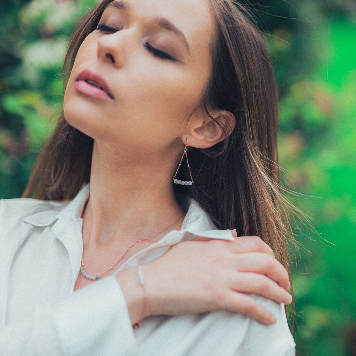 Collier, bracelet et boucles d'oreilles Piana en pierres Amazonite