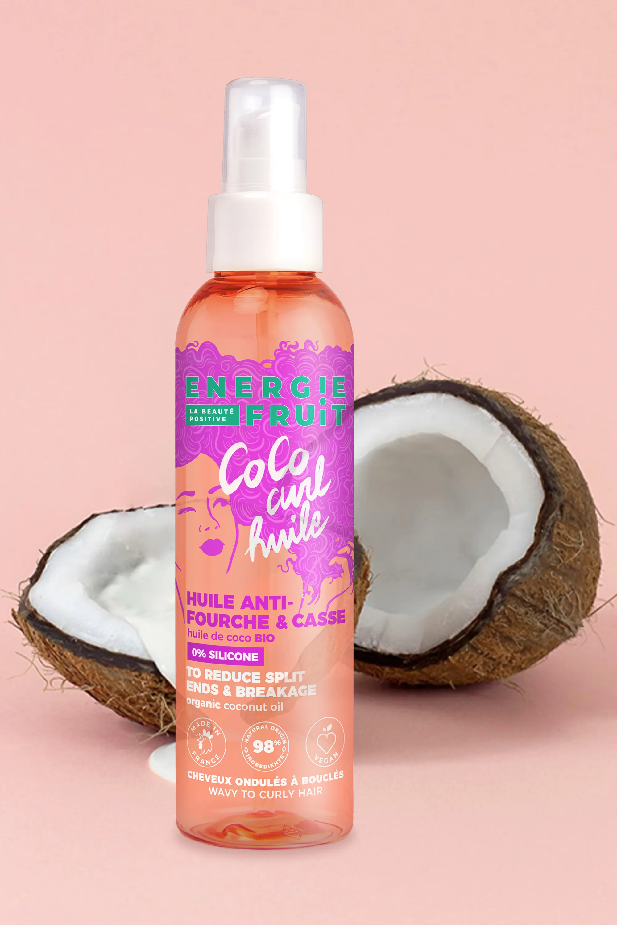 Energie Fruit Huile coiffante anti-fourche pour cheveux bouclés-150 ml