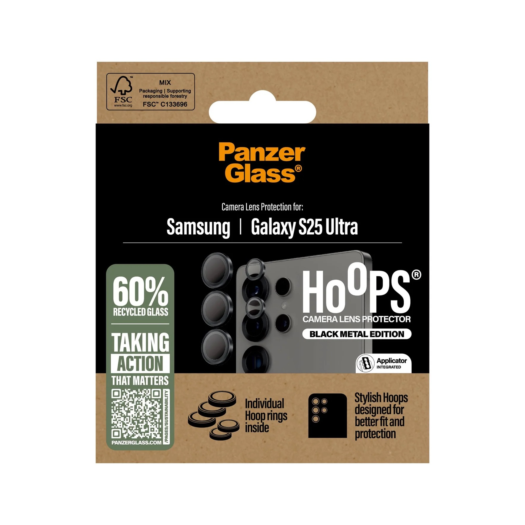 Hoops Samsung Galaxy S25 Ultra Kameraschutz Objektiv Ring Protector Abdeckung (PGRHOBLG38488) - Schwarz