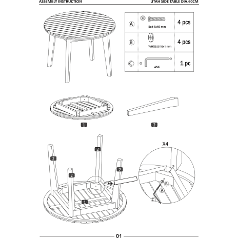 Utah loungebord - acacie