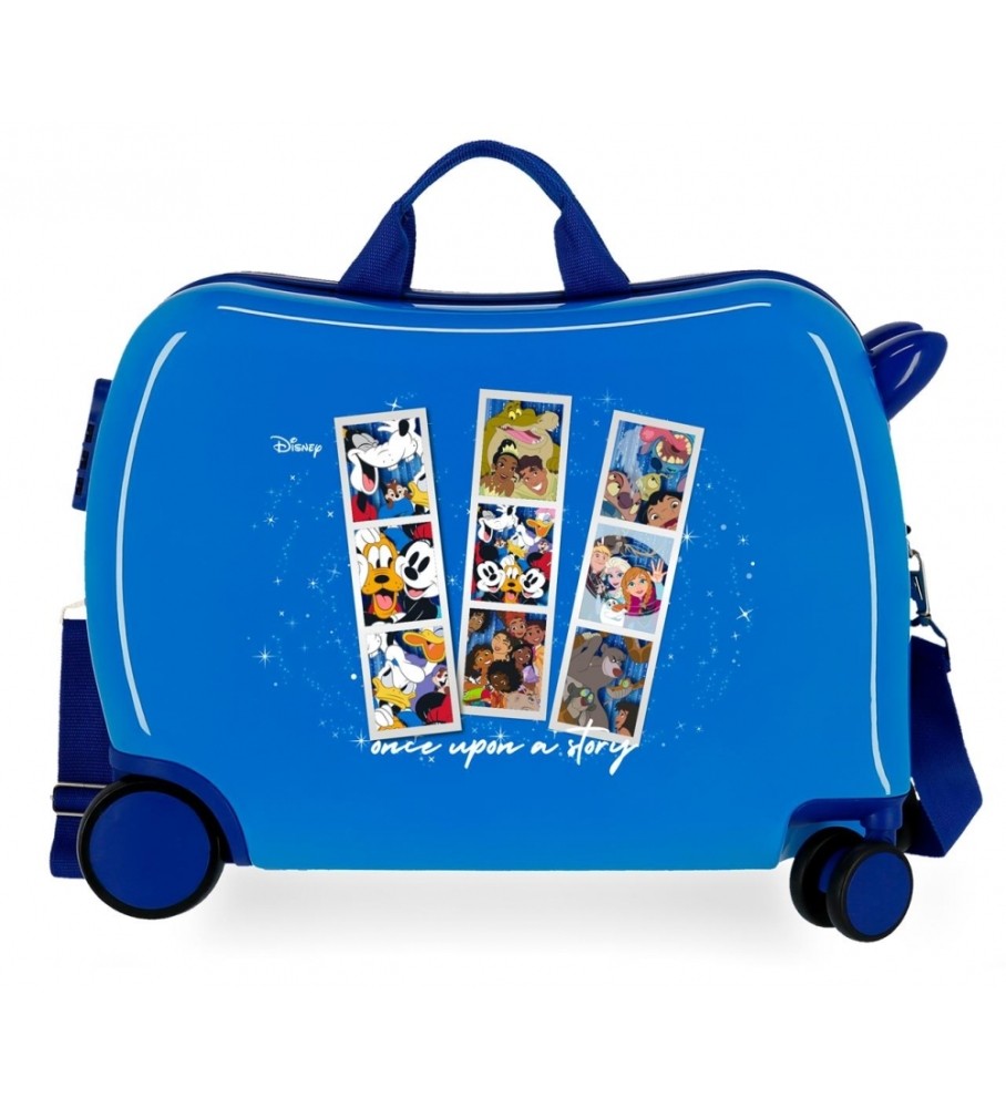 Mala infantil Disney 100 Era uma vez uma história 2 com rodas multidirecionais azul
