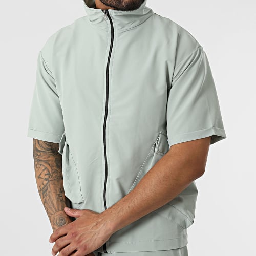 Ensemble Tee Shirt Zippé Jogger Pant F22-911T Vert Clair