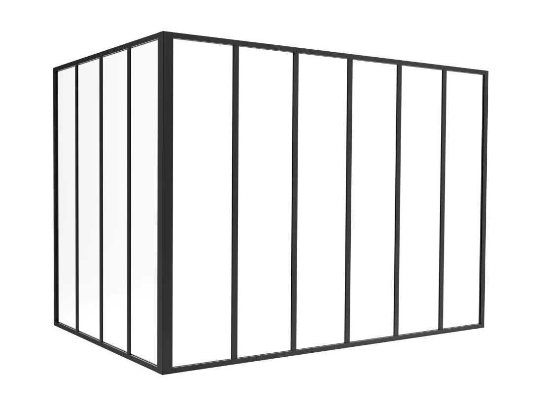 Verrière d'angle d'atelier en aluminium thermolaqué - L180 x L120 x H130 - Noir - BAYVIEW