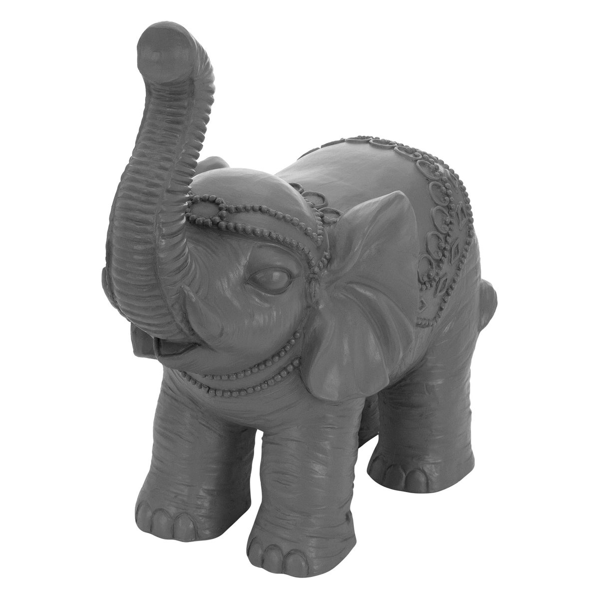 ML-Design Decoratief Olifantenbeeldje, Grijs, 36x19x39 cm, Oosterse Afwerking, Weerbestendig, Voor Binnen & Buiten, Geluks Olifantenbeeldje als Cadeau, Feng Shui Sculptuur, Rijkdomsbeeldje, Tuindecoratie, Kamerdecoratie