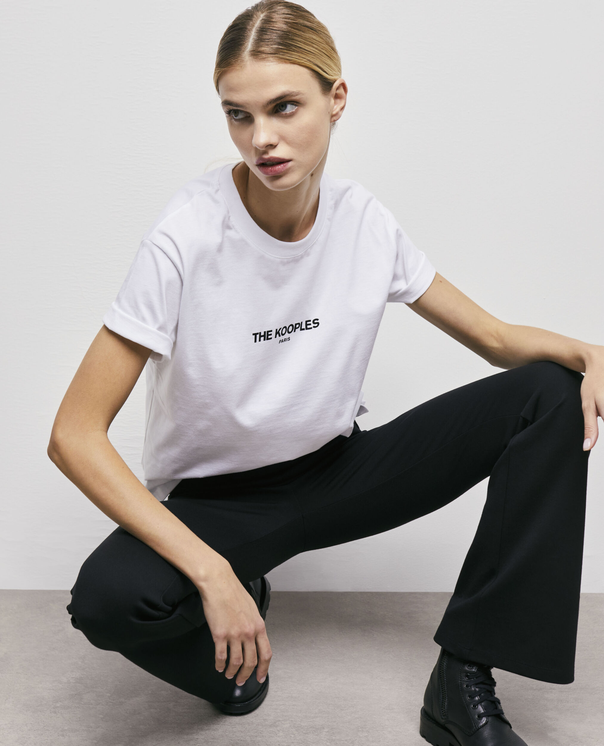 T-shirt blanc coton à logo imprimé