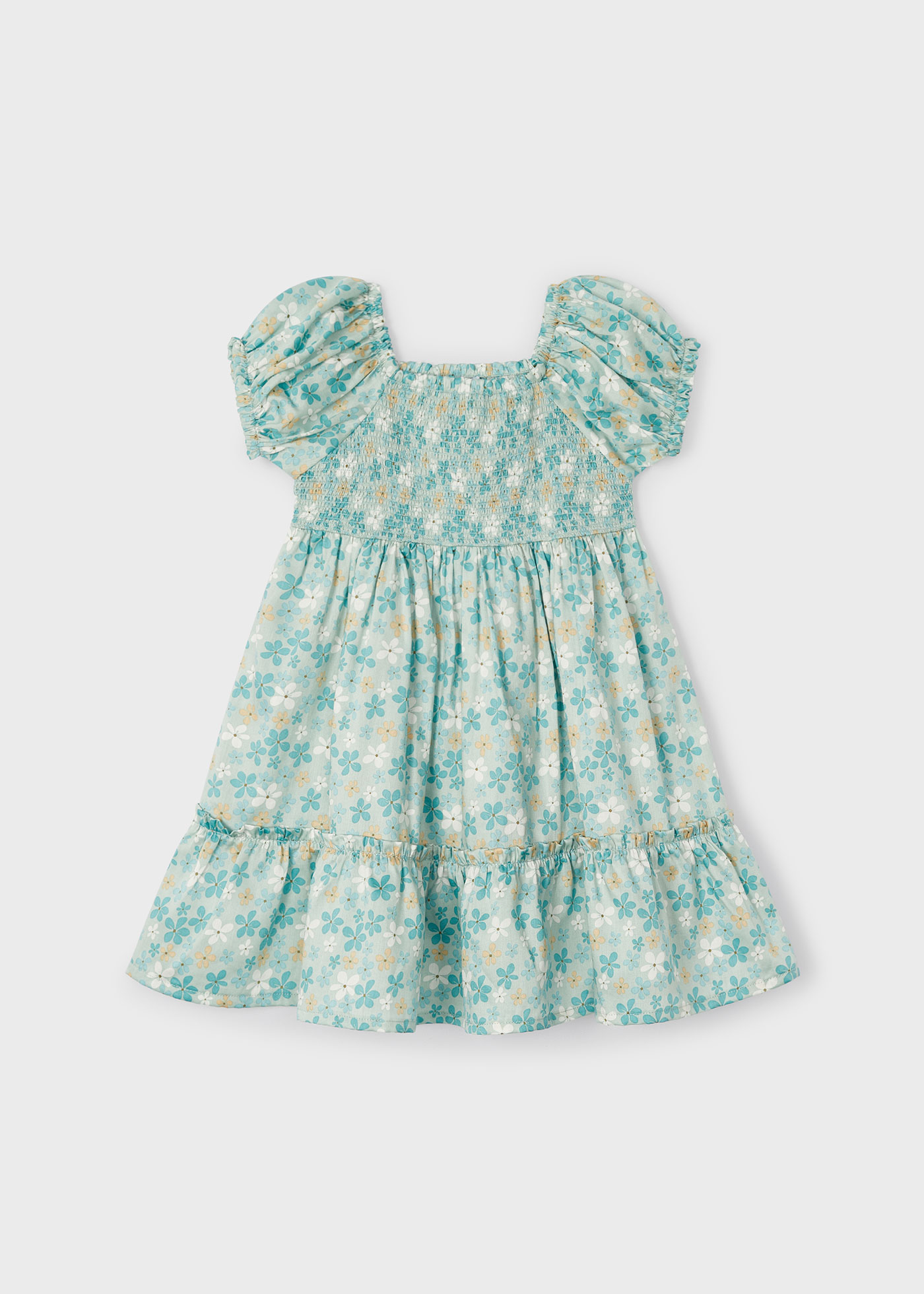 Vestido Better Cotton com estampa floral para meninas, Acqua