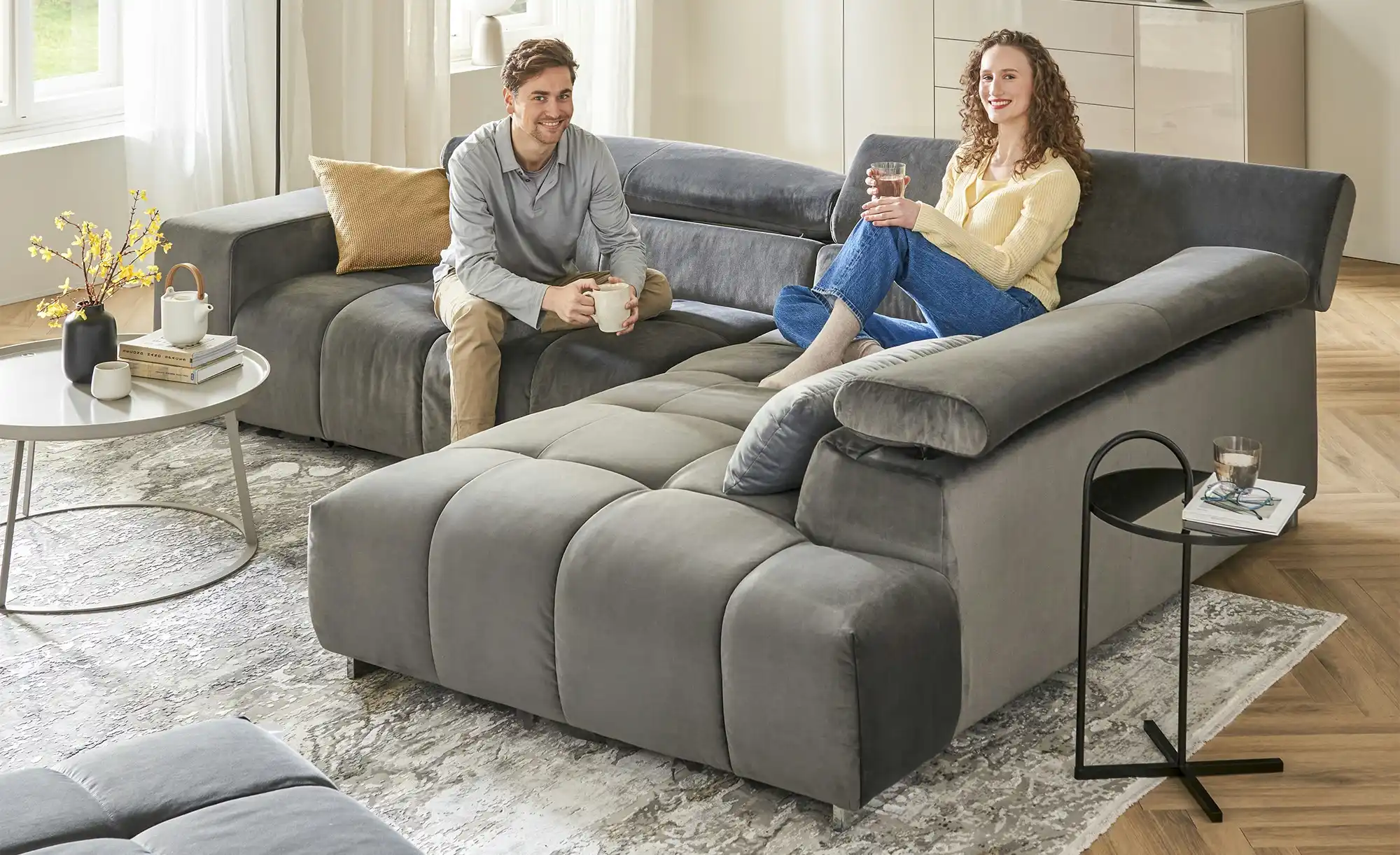 uno Ecksofa aus Samt Origo