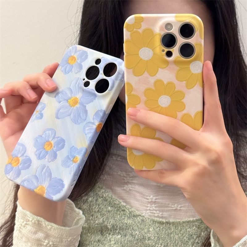 Fonekase - Bloemen telefoonhoesje - Apple iPhone 16 Pro Max / 16 Pro / 16 Plus / 16 / 15 Pro Max / 15 Pro / 15 Plus / 15 / 14 Pro Max / 14 Pro / 14 Plus / 14 / SE / 13 Pro Max / 13 Pro / 13