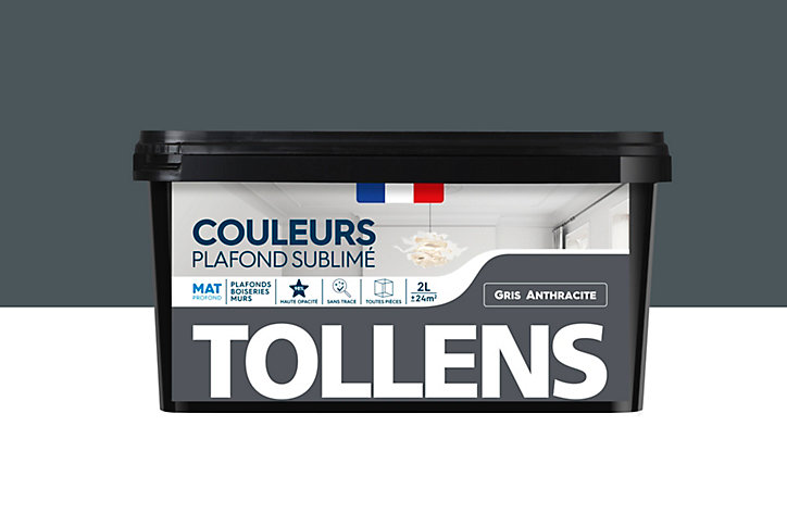 Peinture Plafond Sublimé Tollens mat gris anthracite 2L