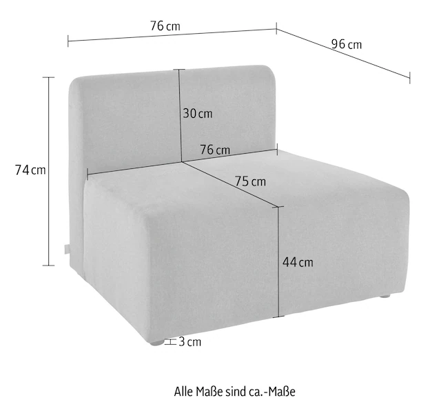 LeGer Home by Lena Gercke Sessel »LYZA Sofa-Mittelelement, Masse B/T/H: 76/96/74 cm« als Modul oder separat verwendbar, für individuelle Zusammenstellung