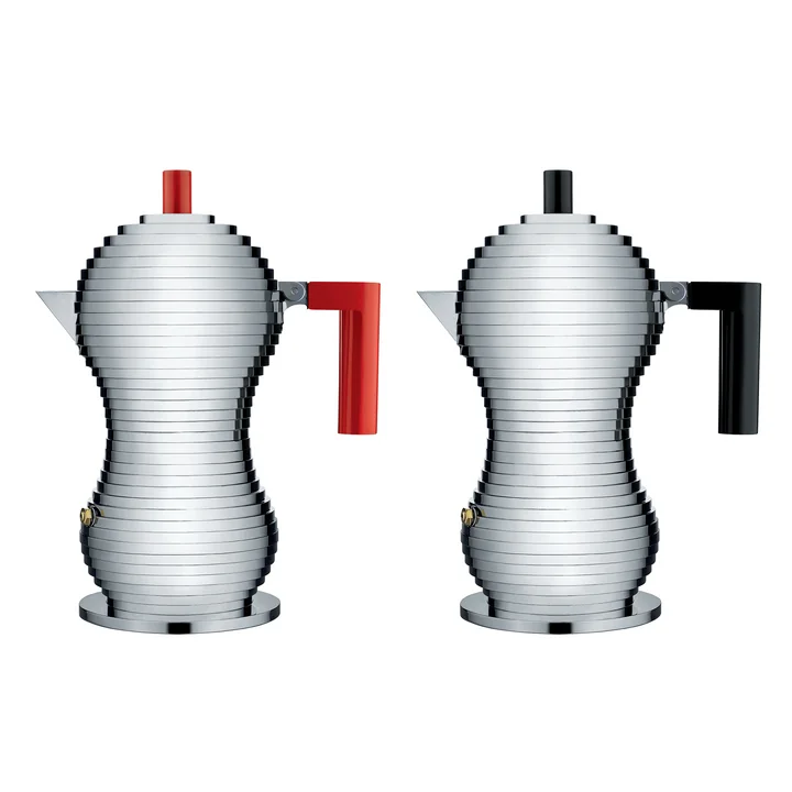 Alessi - Pulcina Espressokocher, 30 cl, induktionsgeeignet, silber / rot