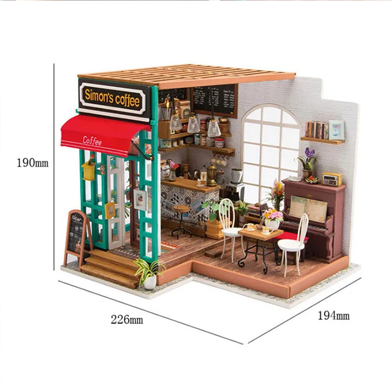 (203-tlg. Set) Rolife Modell Bausatz DIY Miniatur Haus mit Licht Home Deko für Erwachsene (DG109) - Simon's Coffee