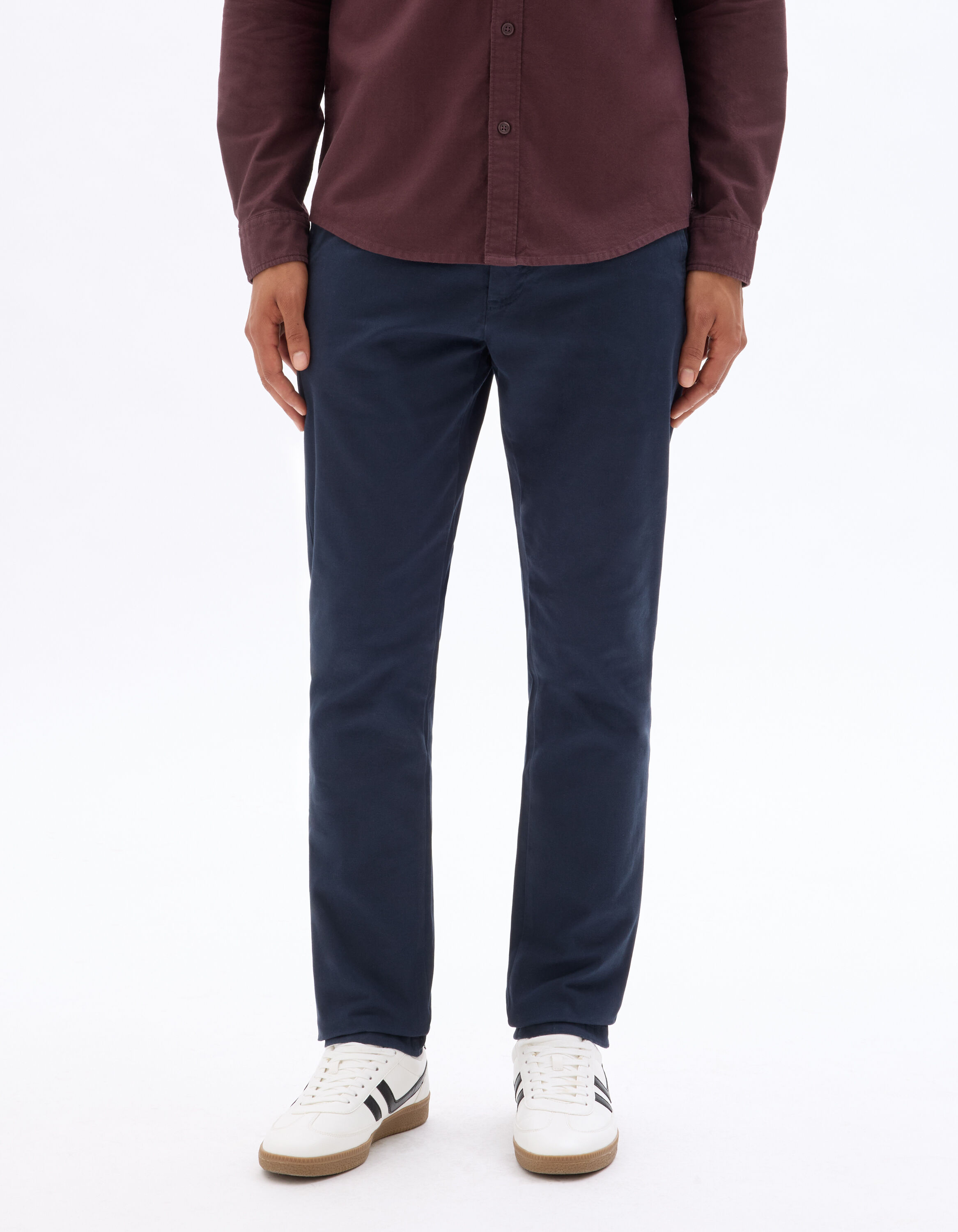 Pantalon chino slim en coton stretch longueur standard - marine