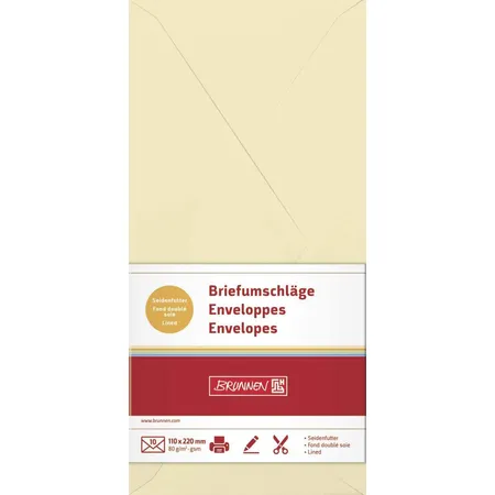 BRUNNEN Briefumschläge, chamois, 80g/m², DIN lang, 10 Hüllen