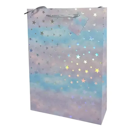 Idena Geschenktasche FSC-Mix blau lila Stern 34x25x8cm