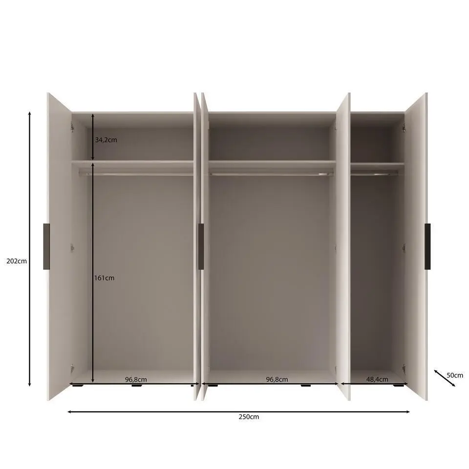 Meubella - Kledingkast Marquesa - Zwart - 250 cm