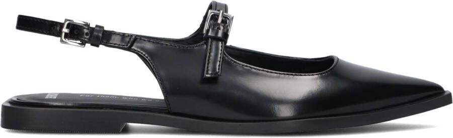 BRONX Laur-Ynn leren slingback loafers zwart