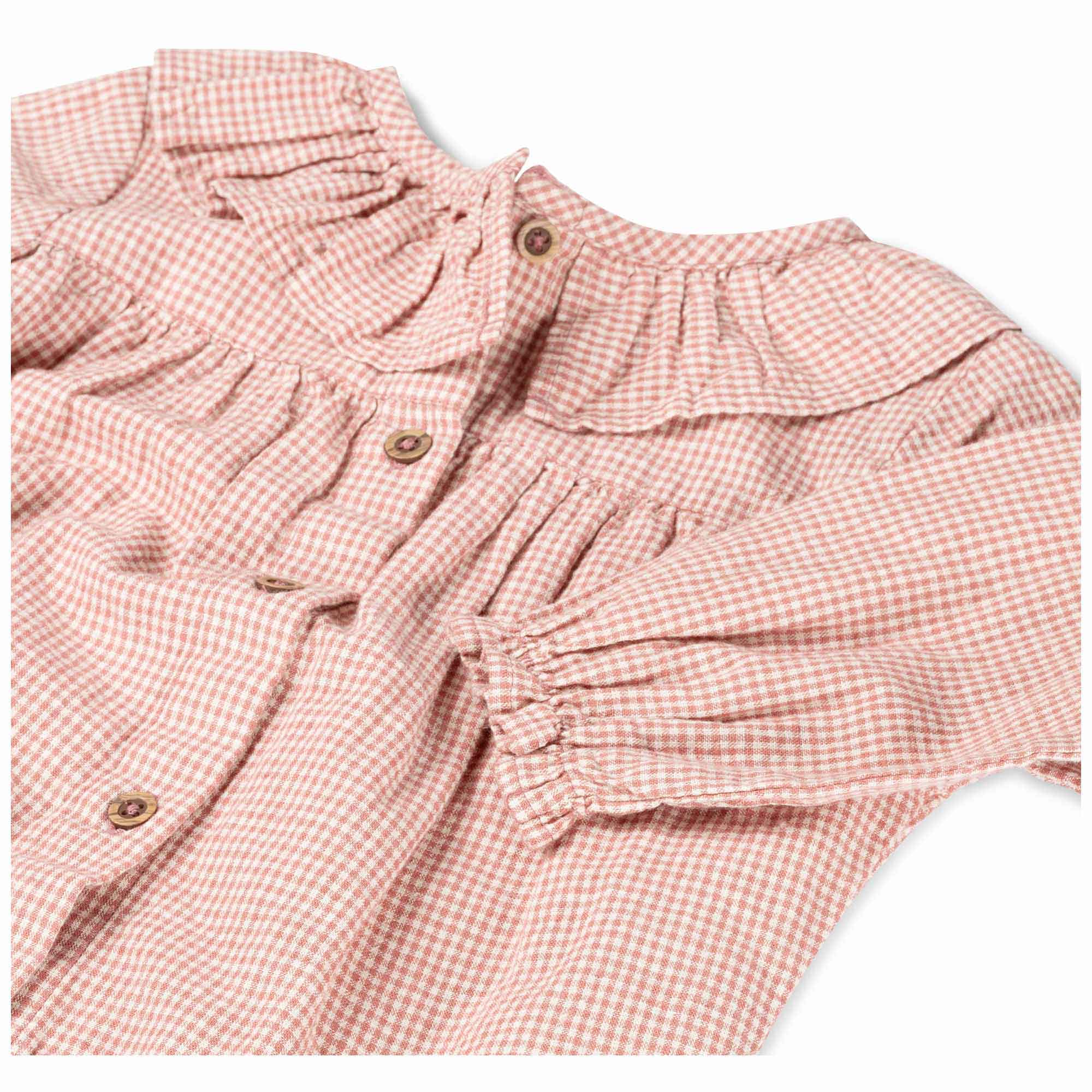 Sweet petit peuter blouse Hazel lange mouwen ruit roze