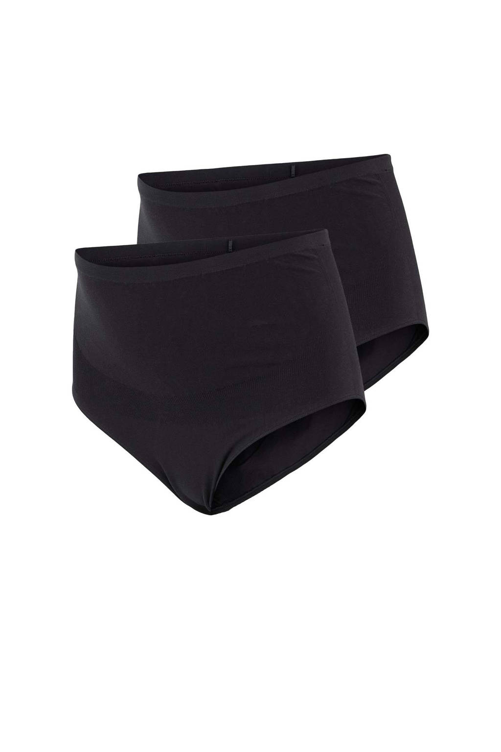 Hoge fijne slipzwangerschapsslip Heal (set van 2) zwart