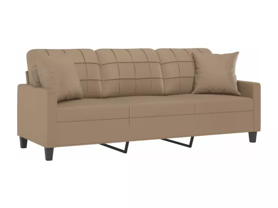 Canapé 3 places avec oreillers cappuccino 180 cm similicuir