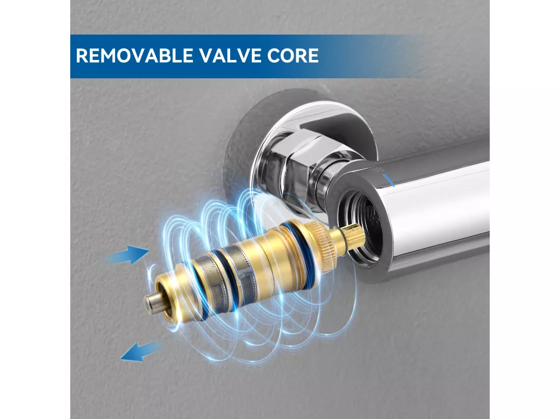 Mitigeur Thermostatique Douche Chromé,Robinet Thermostatique de Douche Anti-brûlure avec Bouton Sécurisé à 38°C ,Mitigeur Douche en Laiton