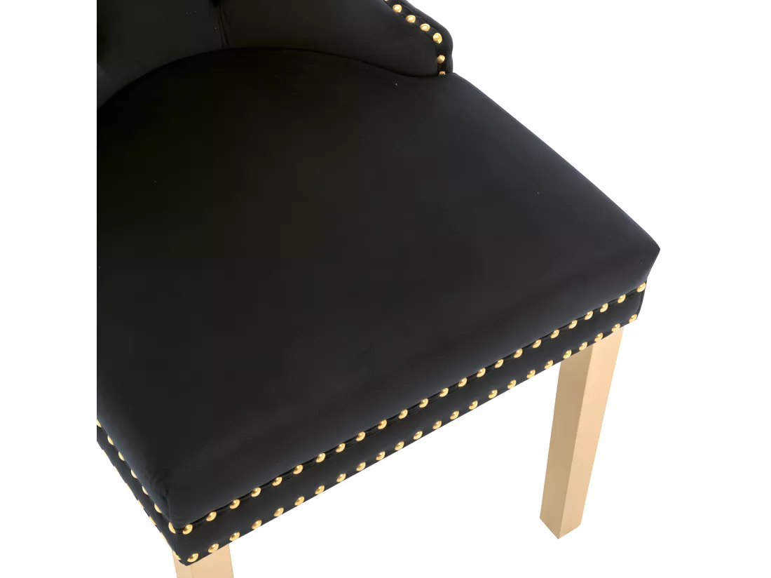 Lot de 4 chaises en velours avec pieds métallique - Noir