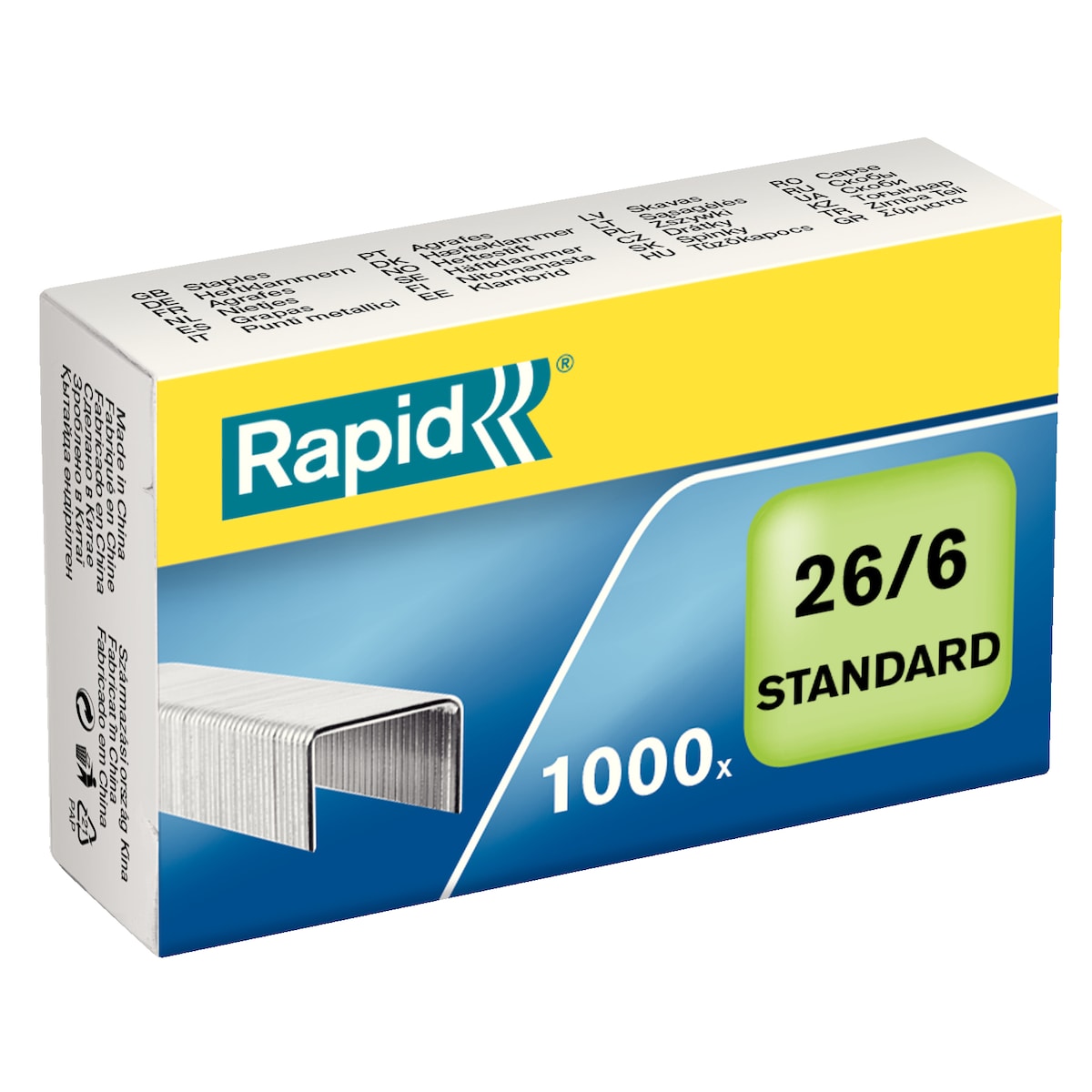 Heftestift Rapid Standard 26/6 Galvanisert Eske/1000