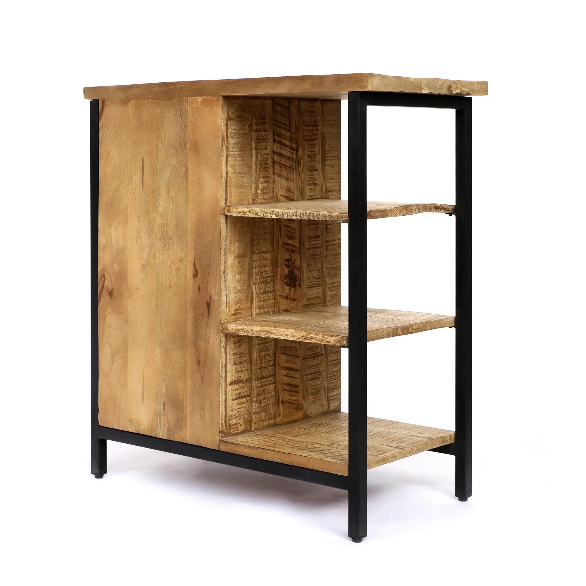 Schrank mit Regal 'Trudot', Massivholz und Eisen, B 75 cm, H 80 cm, L 40 cm von fischer's lagerhaus