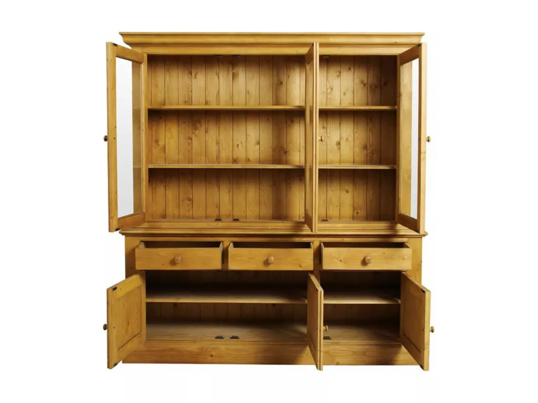 Buffet vaisselier 3 portes vitrées Bois Marron - Natural Interior's