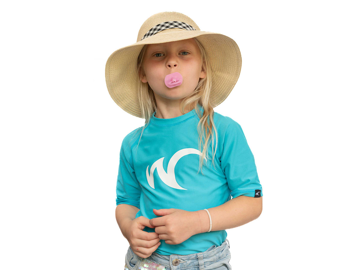 Watrflag Valencia korte mouw UPF 50+ Turquois Kids Rashguard