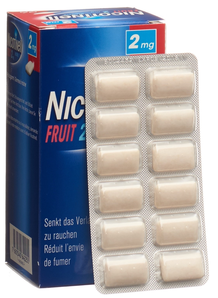 NICOTINELL Gum 2 mg<br>96 Stück, Blister, Wirkstoffhaltiger Kaugummi, fruit