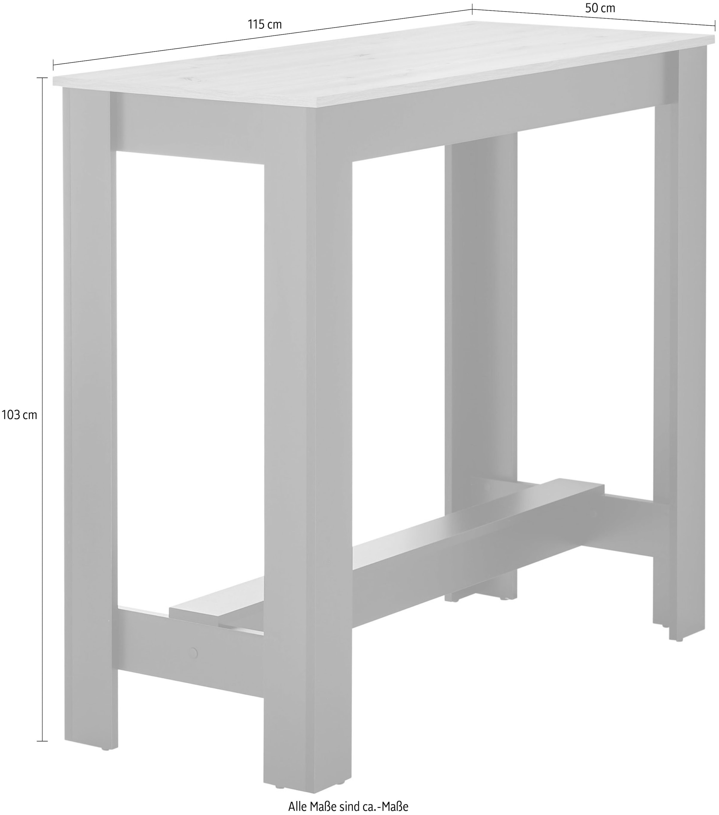 Stolkom Bartisch »Modesto Küchentisch, Bistrotisch, Stehtisch Küche, BxHxT 115x103x50 cm« Grozügige Fläche, Stabiler Halt, Tischplatte melaminbeschichtet