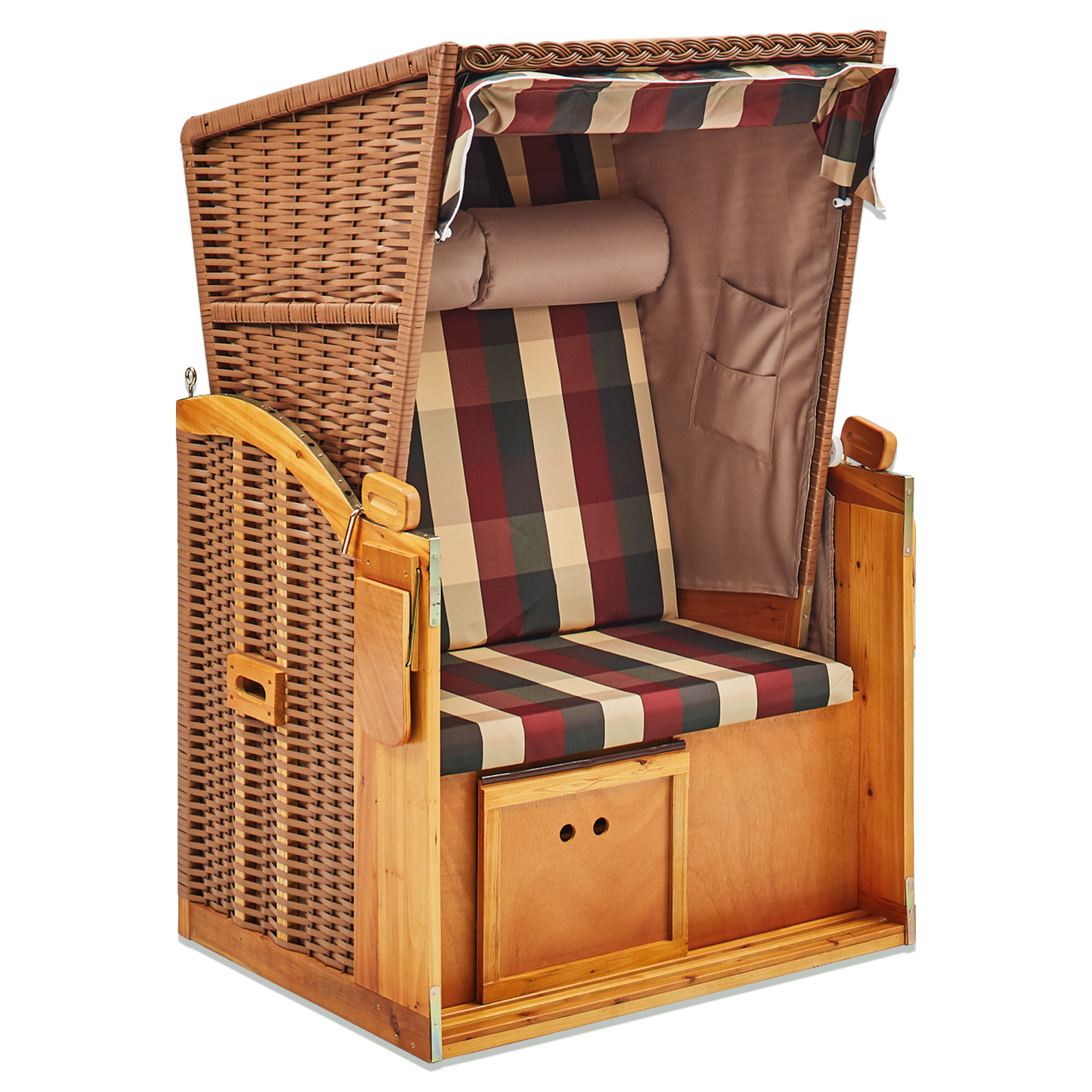 Balkon-Strandkorb HELGOLAND - braun-grün - 90 cm breit