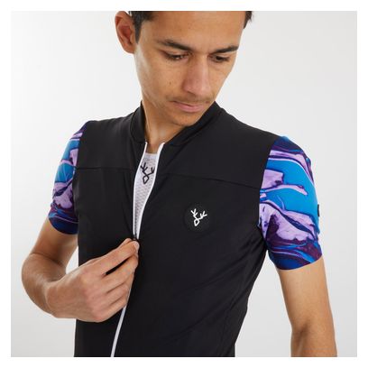 Maillot Manches Courtes LeBram Ventoux Pétrole Noir Bleu
