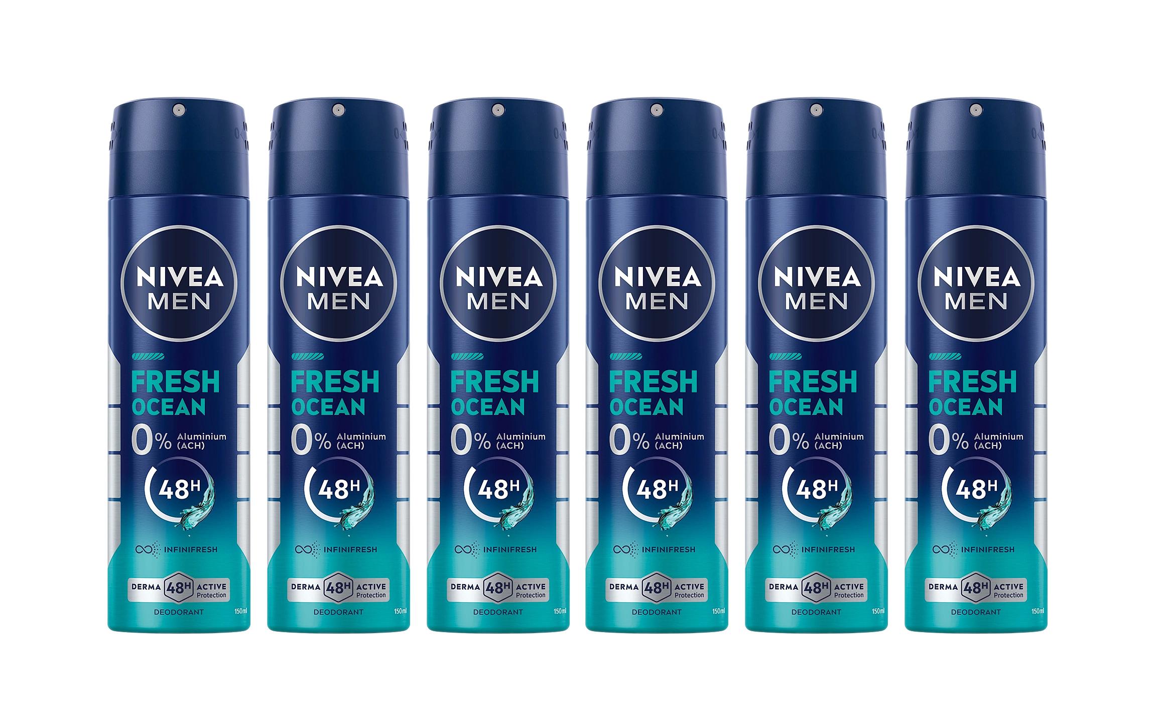 Deo Spray Fresh Ocean 6 x 150 mlDeo für Herren mit einem erstaunlich frischen Duft für ein frisches Hautgefühl