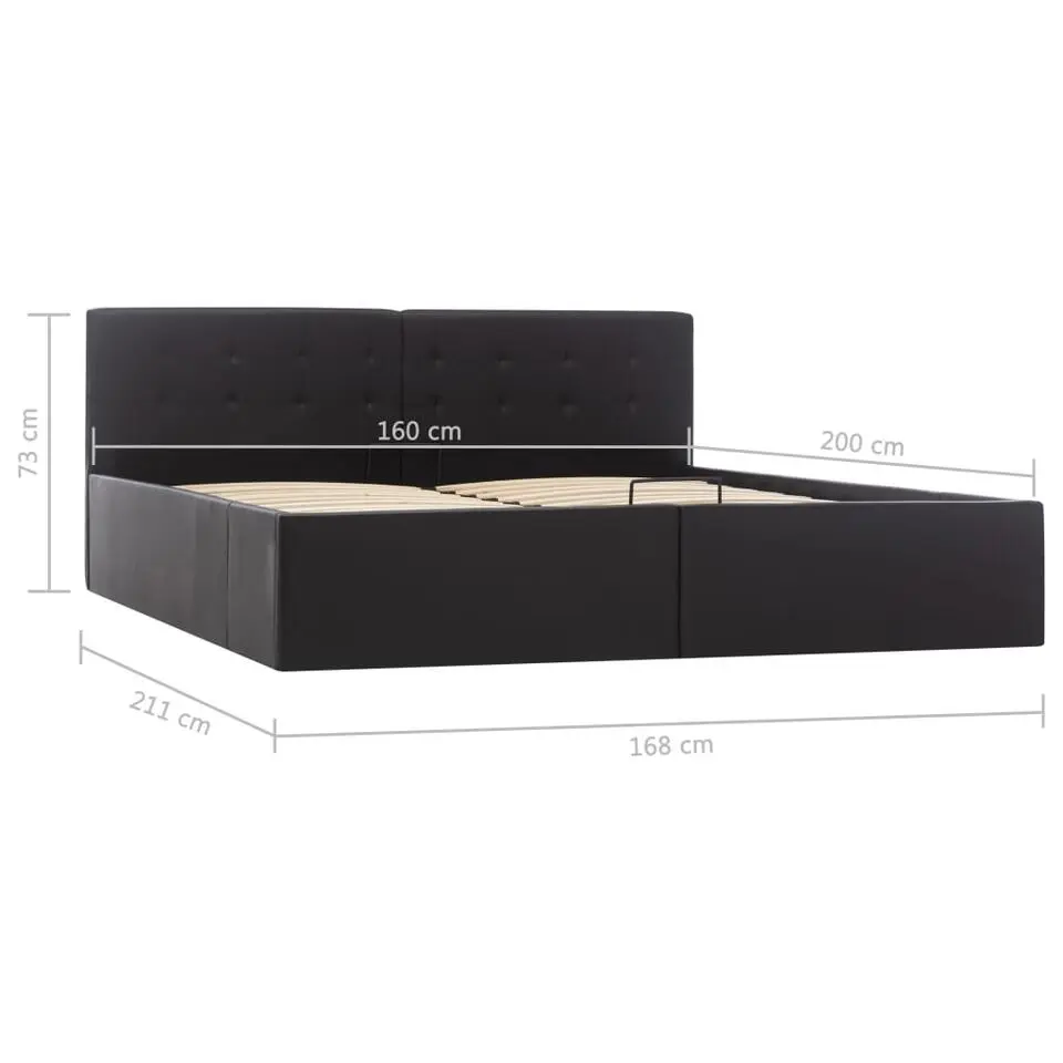 vidaXL - Bed frame hydraulisch - Zwart - Kunstleer - 160x200 cm
