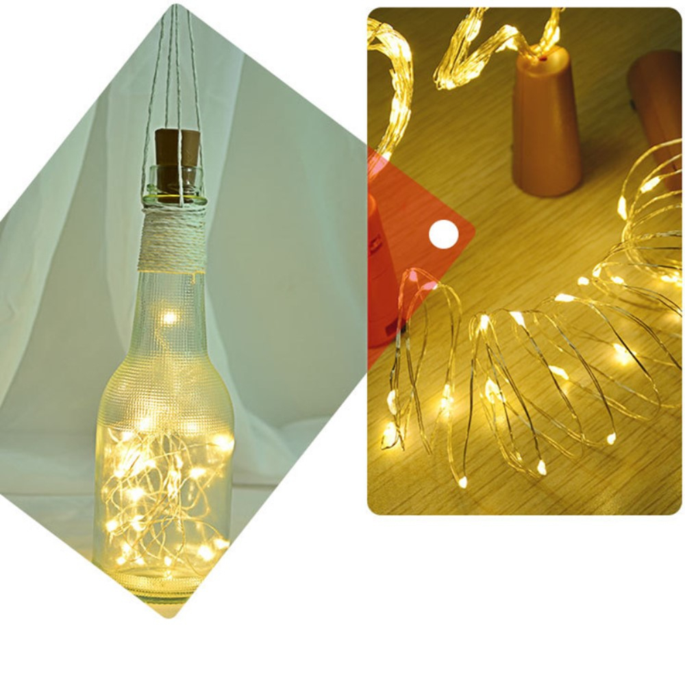 (2m) 20 LED's Deko Lichterkette Outdoor Flaschenlicht im Korken Look IP65 (inkl. LR44 Batterien) - Lila
