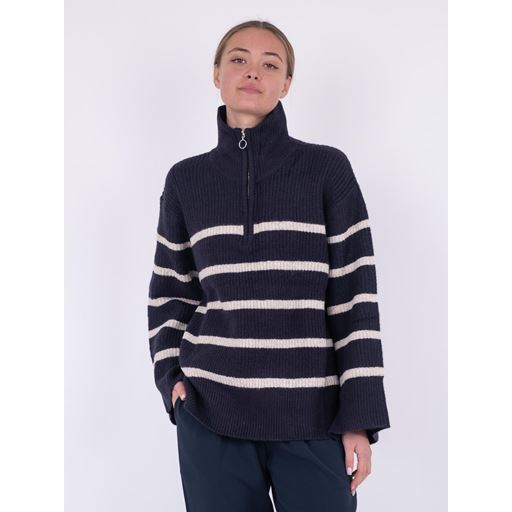 Neo Noir Nevena Stripe Striktrøje, Navy/Sand, 34