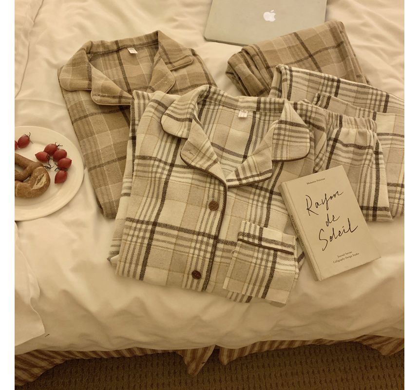 Sadelle - Bijpassende pyjamaset voor koppels: geruit overhemd + broek