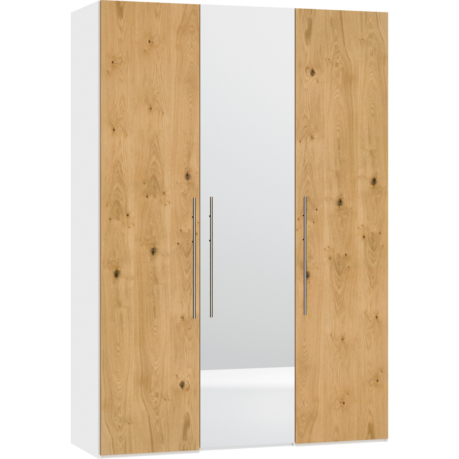 Schrank Schweizer 201 Eiche Furnier weiss, mit Spiegel