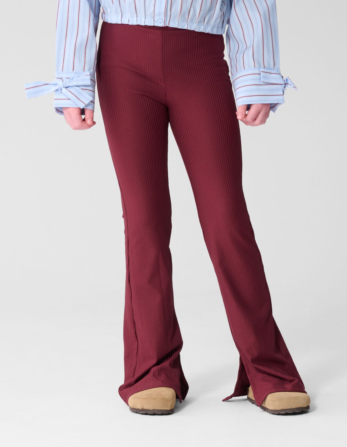 Rib Flared Fit Legging Donkerrood