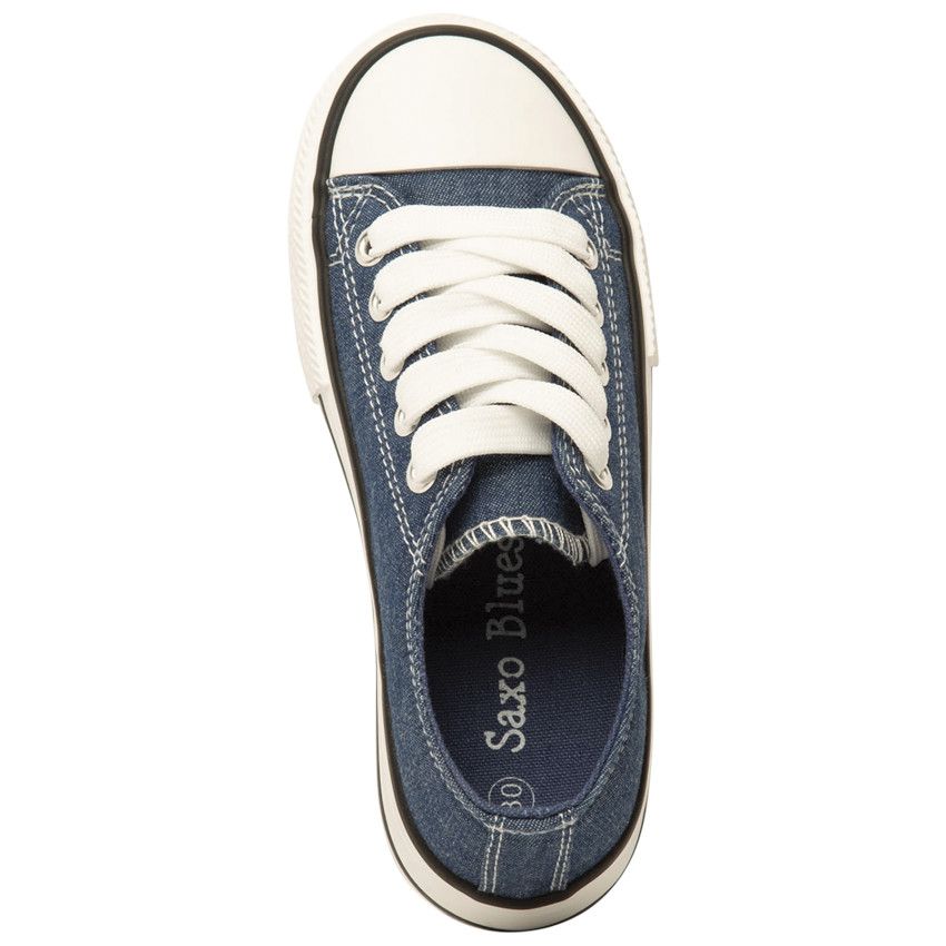Baskets basses en toile avec lacets mixtes - Bleu