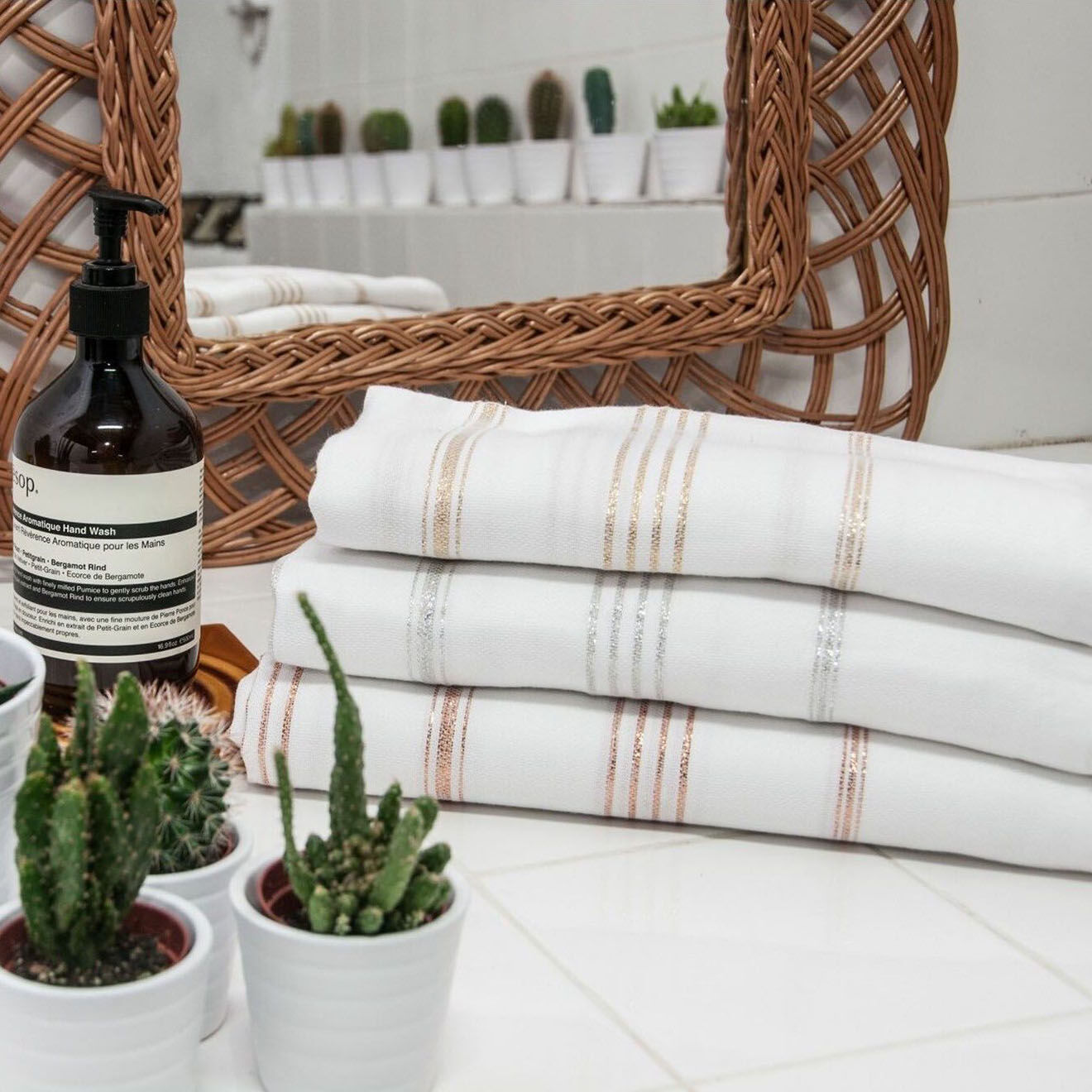 Febronie Fouta Lurex Mykonos blanc/argenté - 100x200 cm