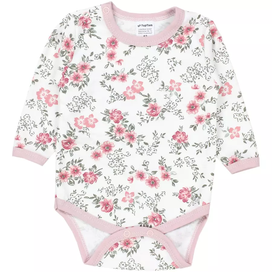 TupTam Mädchen Baby Body Langarm Unifarben 5er Pack grauweiß