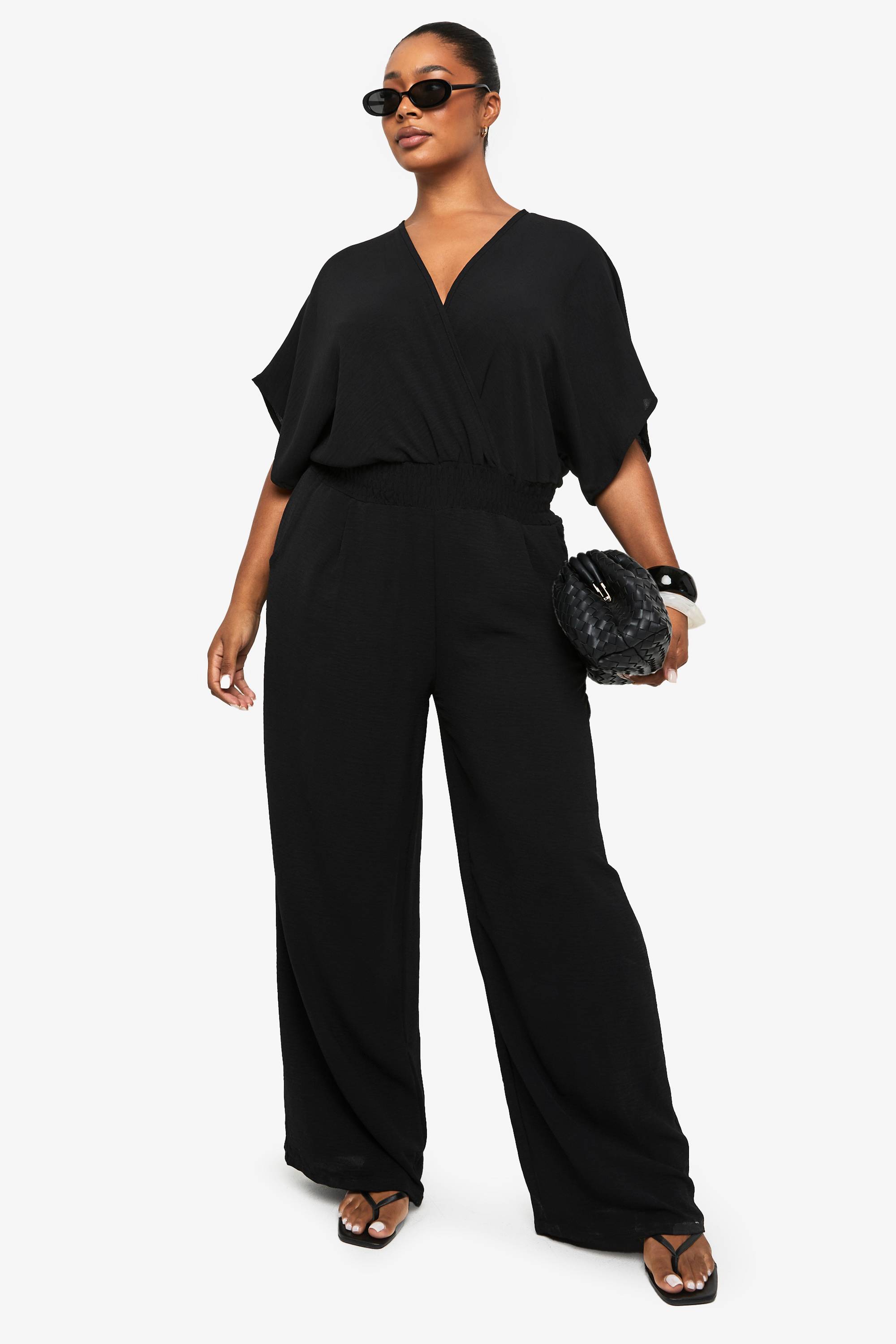 boohoo PLUS COMBINAISON GRANDE TAILLE À MANCHES BLOUSON ET JAMBE LARGES