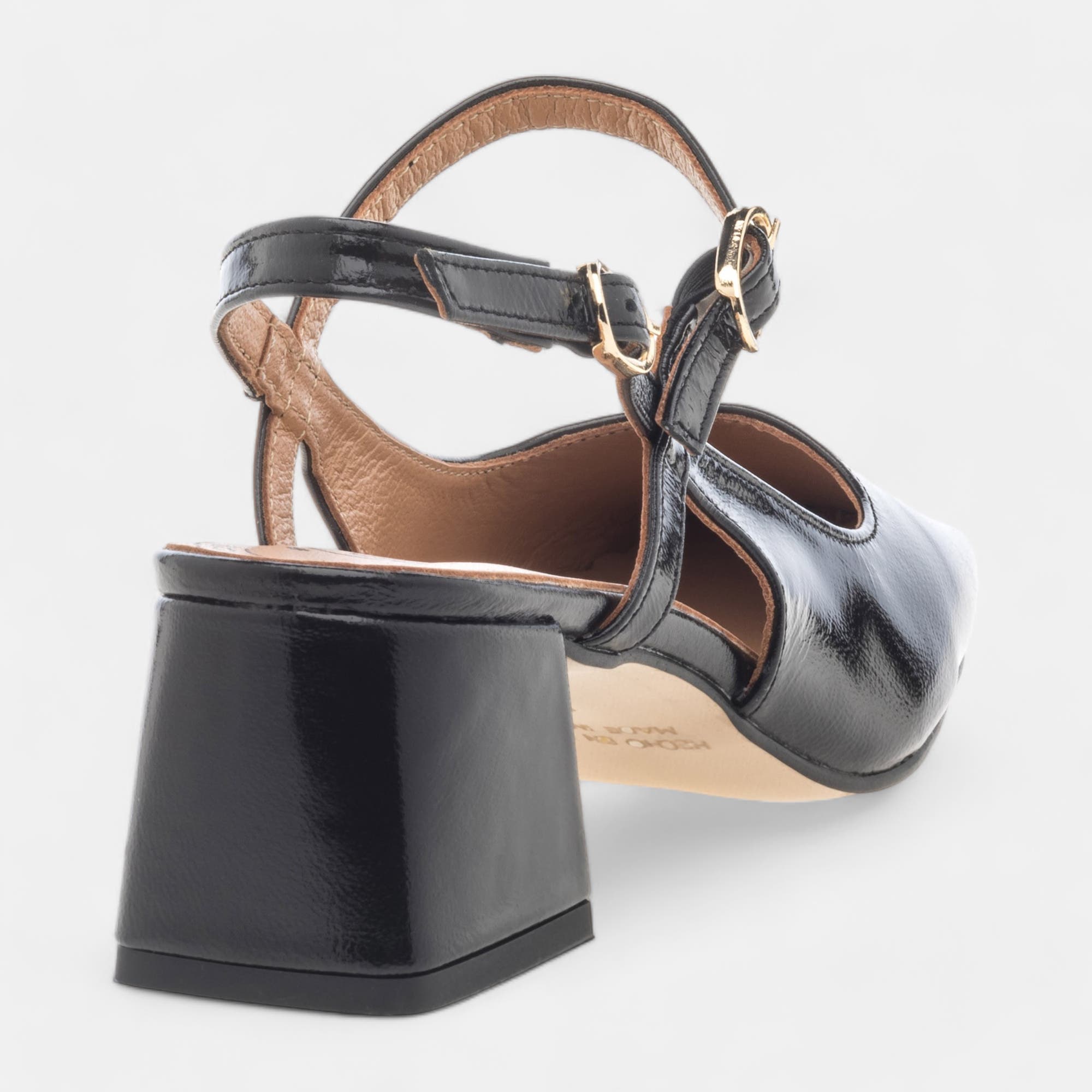 Escarpins avec bride arrière à talon Femme en cuir noir