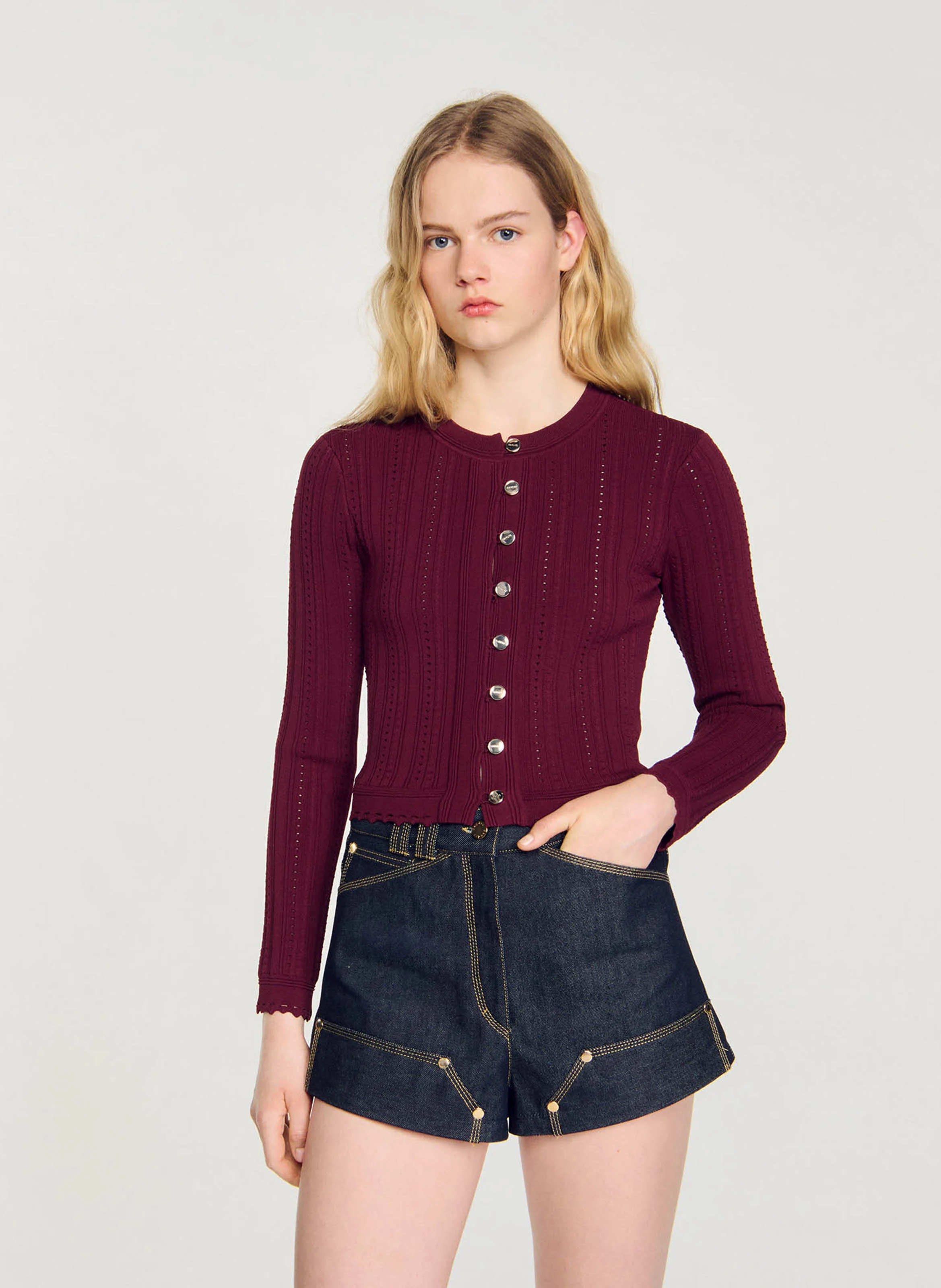 Gilet col rond | Rouge